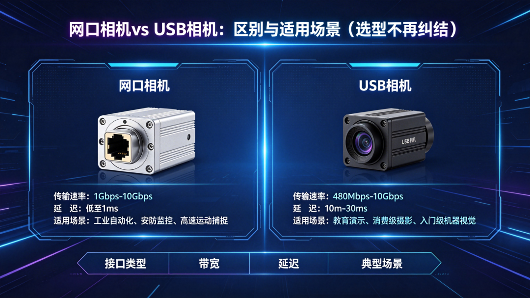 网口相机 vs USB相机：区别与适用场景（选型不再纠结）